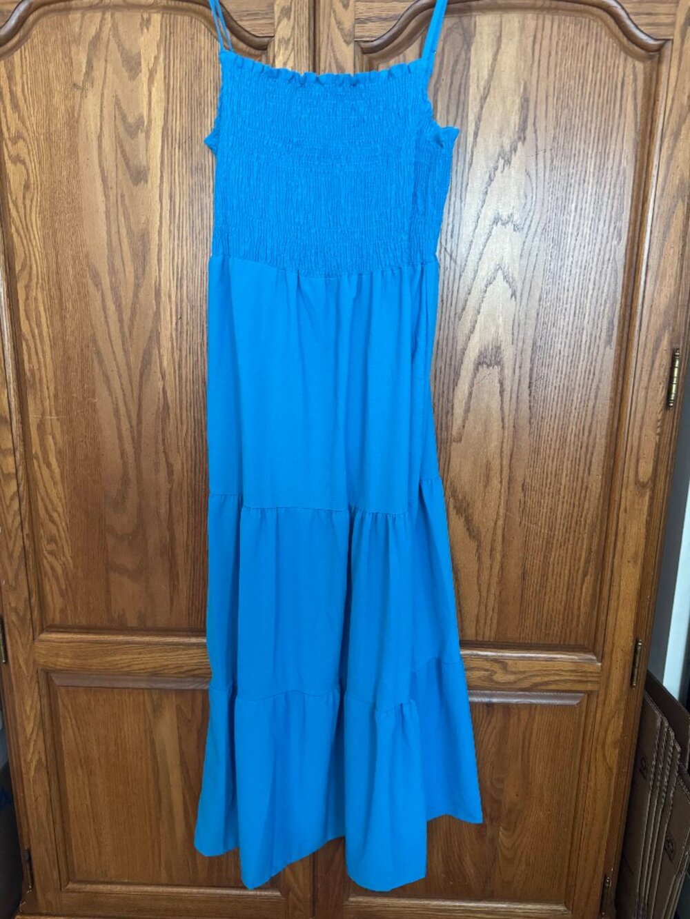 Blue Smocked Maxi Dress - Women's Sleeveless Summer Dress